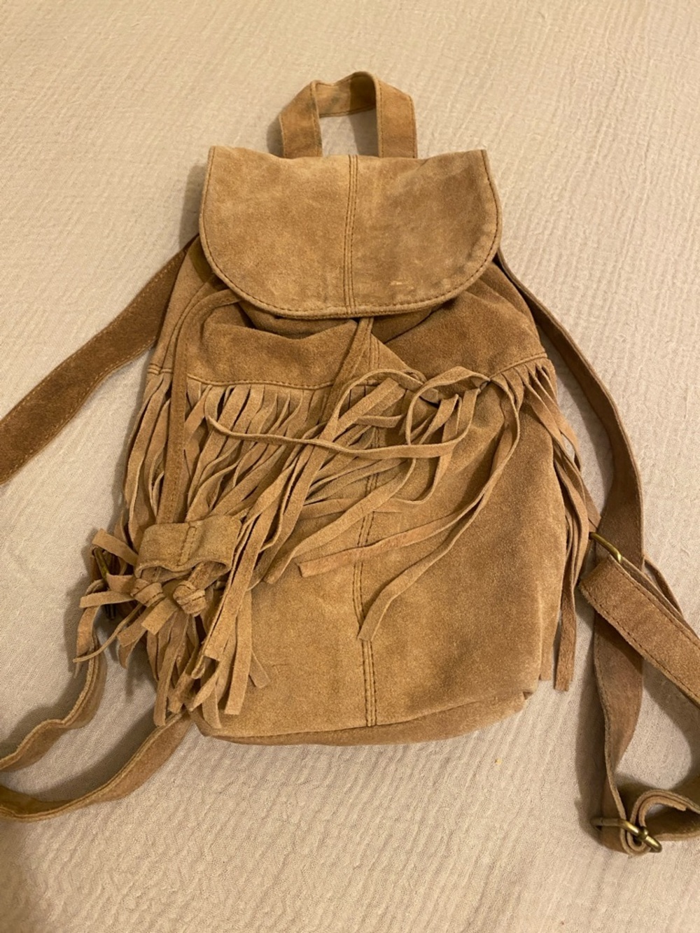 FOREVER 21 Suede Fringe Backpack - Tan - Picture 9 of 9